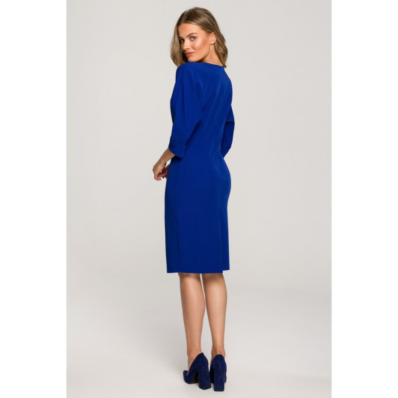 S324 Dress with kimono sleeves plain - cornflower