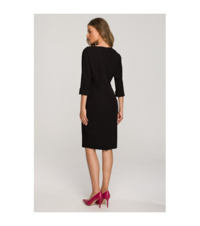 S324 Dress with kimono sleeves plain - black