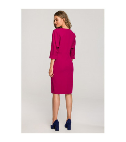 S324 Dress with kimono sleeves plain - plum