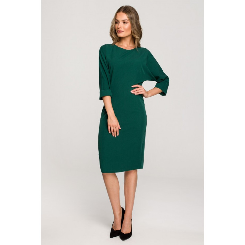 S324 Dress with kimono sleeves plain - green