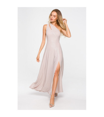 M718 Dress with neckline - champagne-colored