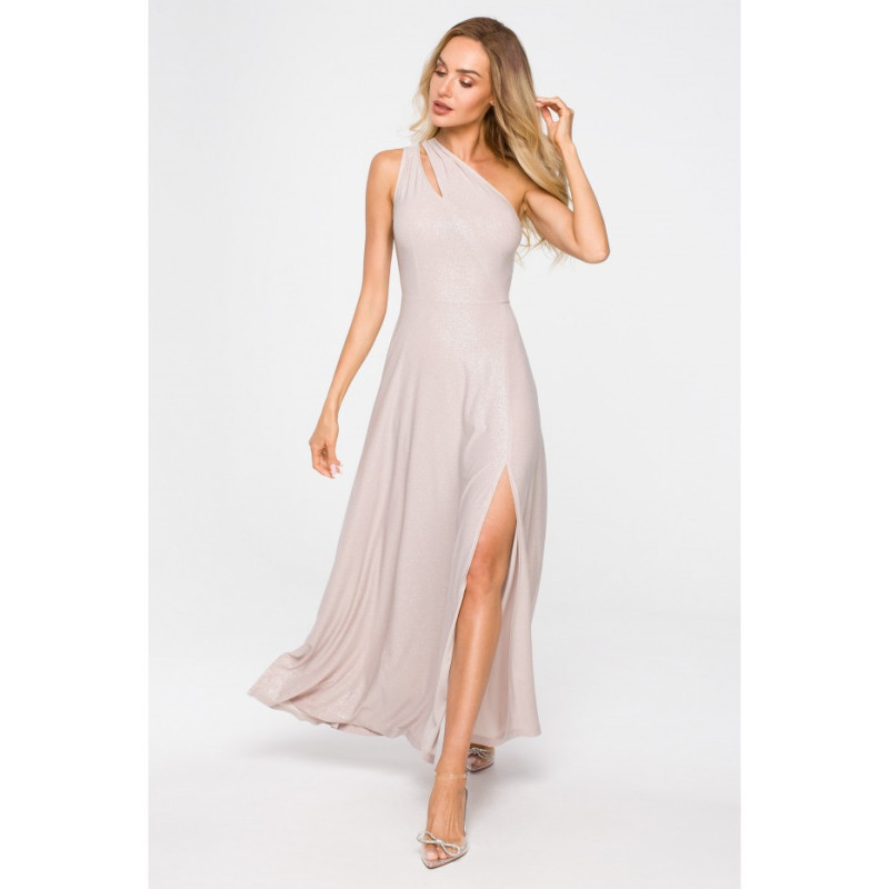 M718 Dress with neckline - champagne-colored