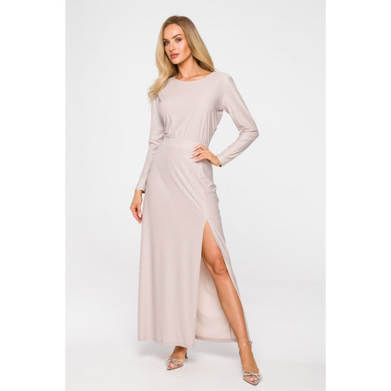 M719 Long-sleeved dress - champagne-colored