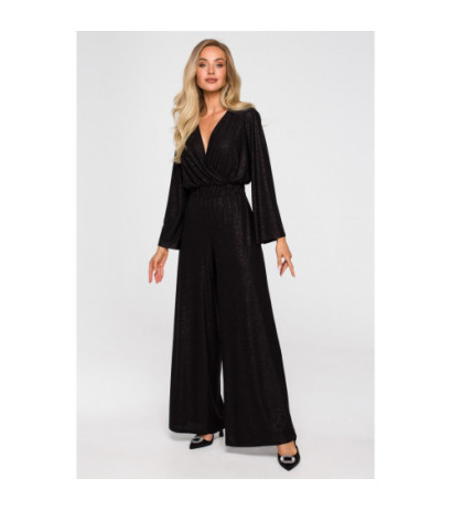 M720 Jumpsuit with envelope neckline - black