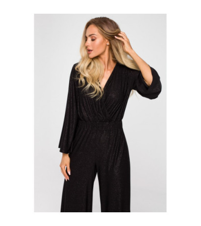 M720 Jumpsuit with envelope neckline - black