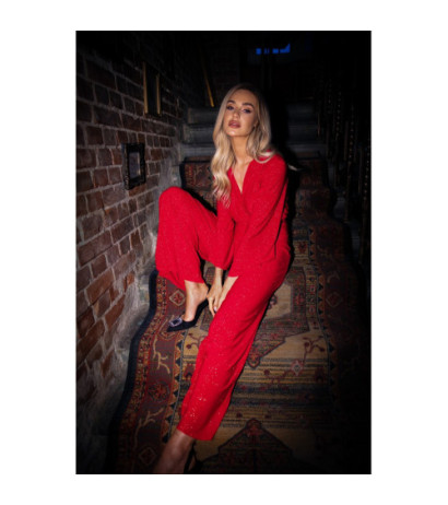 M720 Jumpsuit with envelope neckline - red