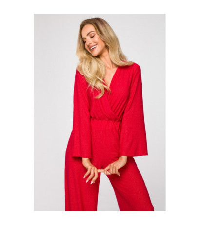 M720 Jumpsuit with envelope neckline - red