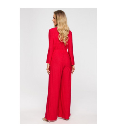 M720 Jumpsuit with envelope neckline - red