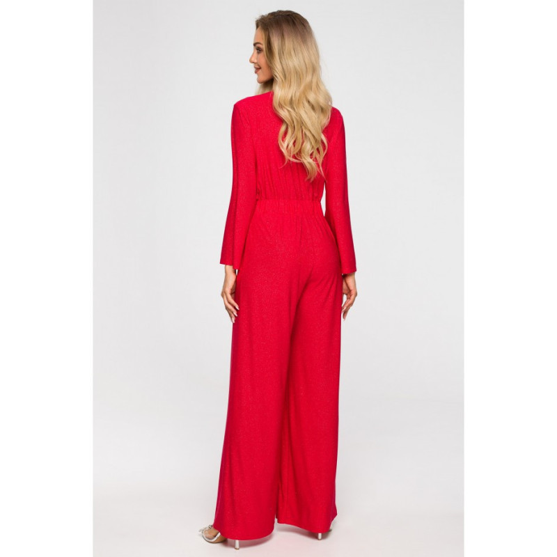 M720 Jumpsuit with envelope neckline - red