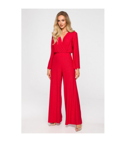 M720 Jumpsuit with envelope neckline - red