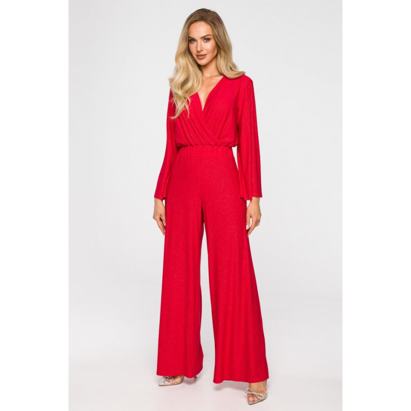 M720 Jumpsuit with envelope neckline - red