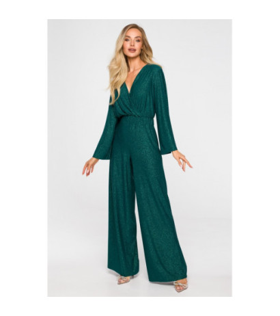 M720 Jumpsuit with envelope neckline - emerald