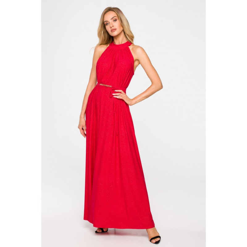 M721 Dress with halter neckline - red