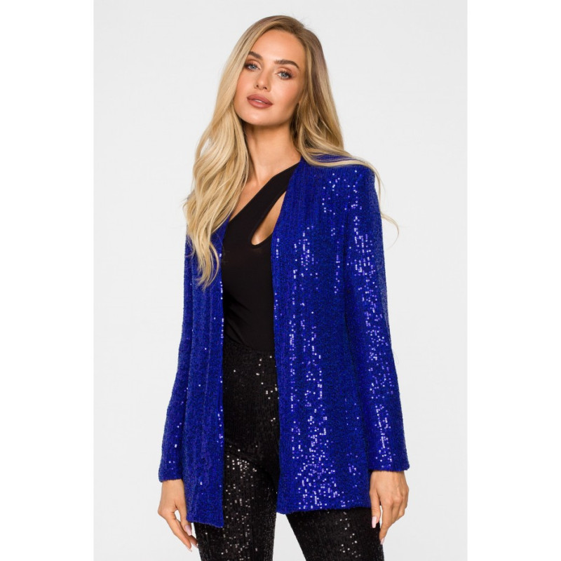 M724 Sequin unbuttoned blazer - cornflower