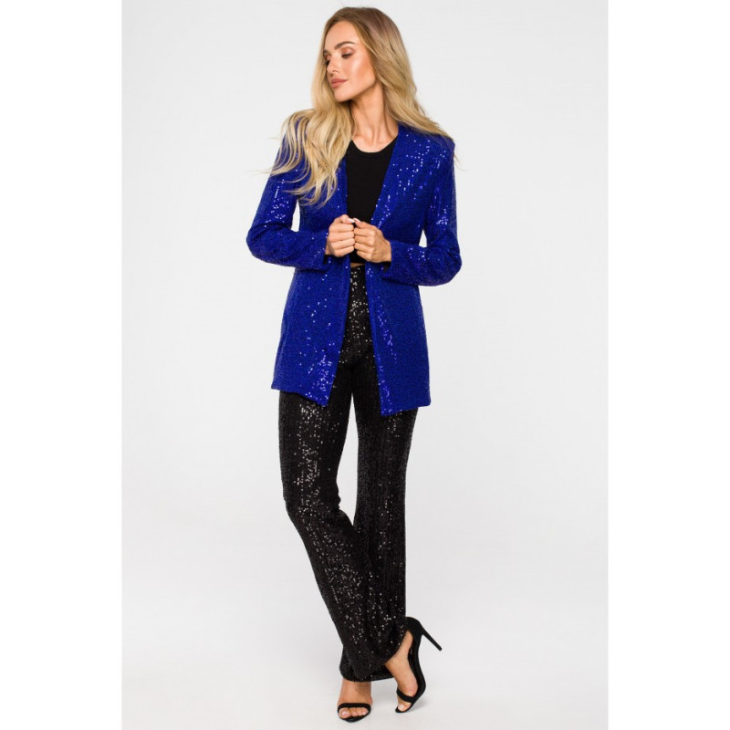 M724 Sequin unbuttoned blazer - cornflower