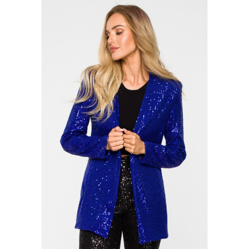 M724 Sequin unbuttoned blazer - cornflower