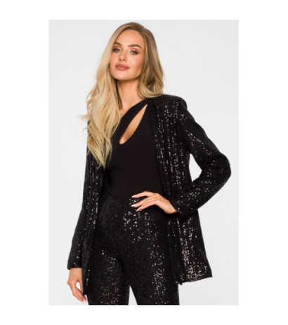 M724 Sequin unbuttoned jacket - black