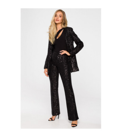 M724 Sequin unbuttoned jacket - black