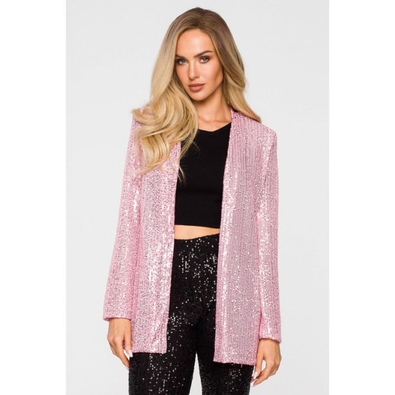 M724 Sequin unbuttoned jacket - powder pink