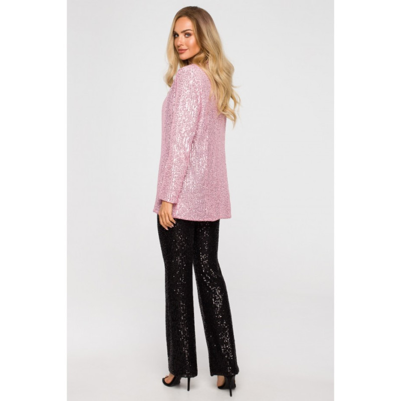 M724 Sequin unbuttoned jacket - powder pink