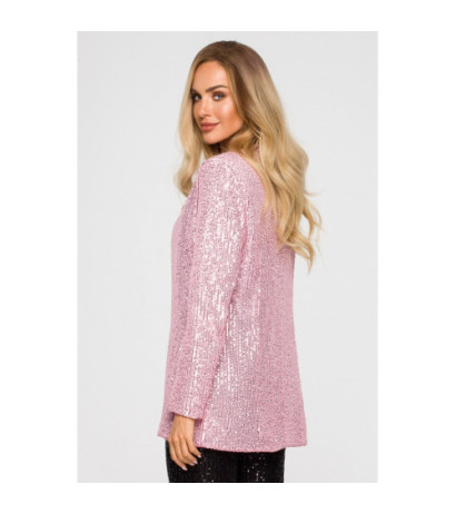 M724 Sequin unbuttoned jacket - powder pink