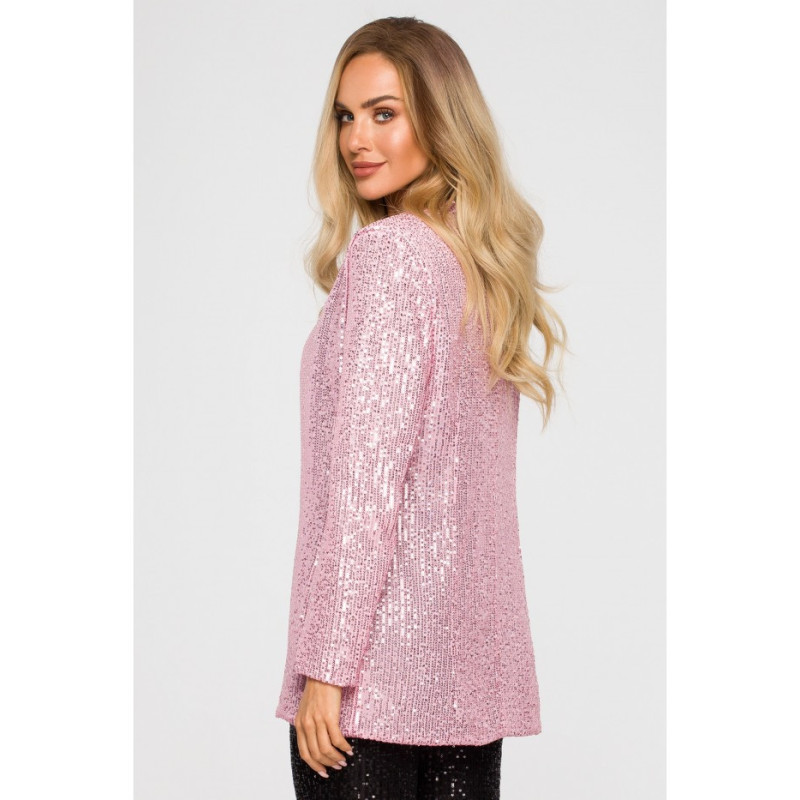 M724 Sequin unbuttoned jacket - powder pink