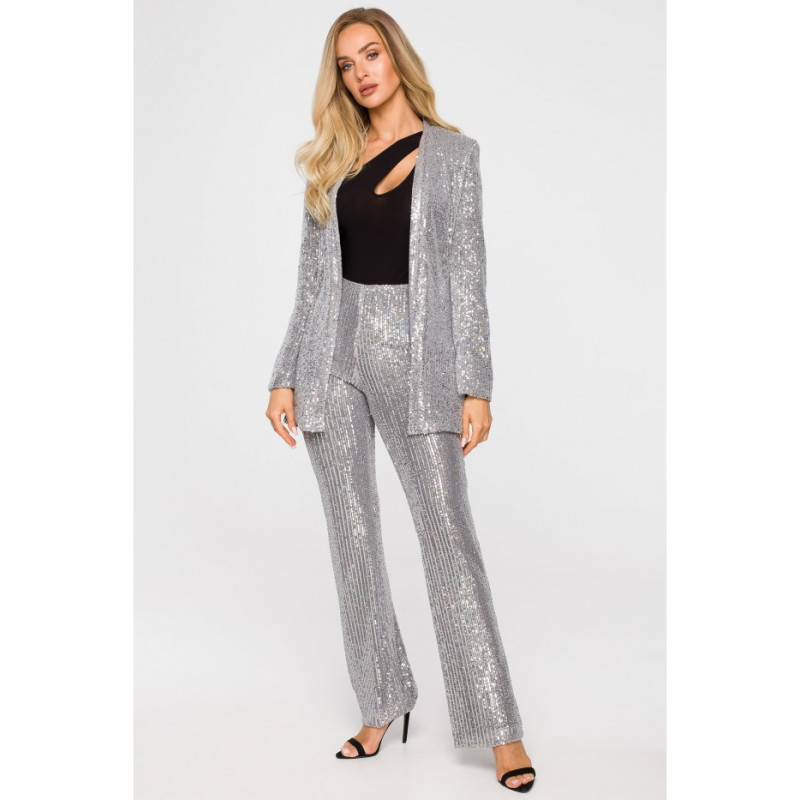 M724 Sequin unbuttoned jacket - silver