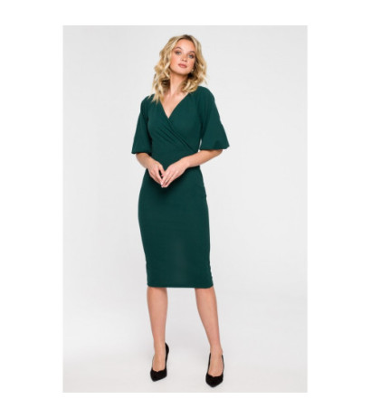 K152 Envelope dress with buffet sleeves - green