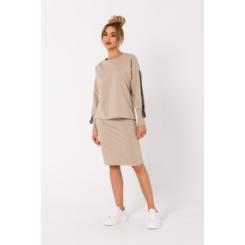 M727 Sweatshirt with stripes - beige