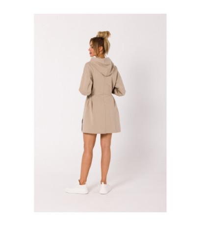 M730 Dress with hood and waistband piping - beige