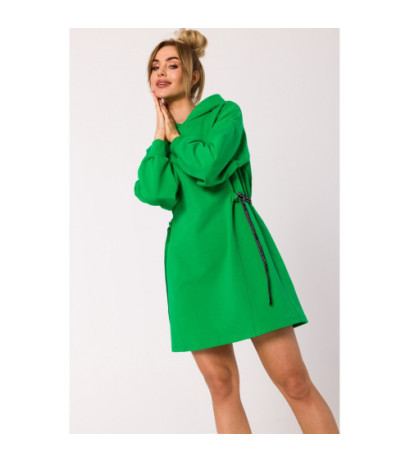 M730 Dress with hood and waist piping - luscious green