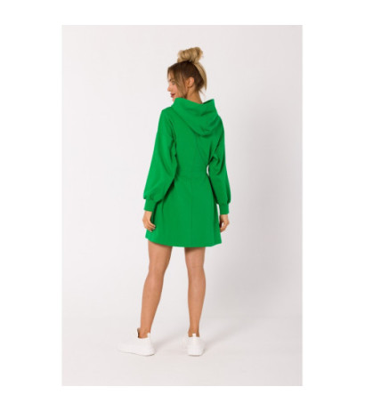 M730 Dress with hood and waist piping - luscious green