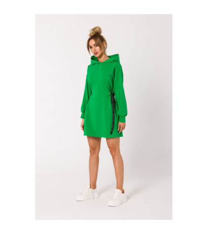 M730 Dress with hood and waist piping - luscious green