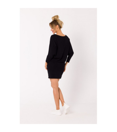 M732 Tunic dress with stripes at the bottom - black