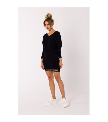 M732 Tunic dress with stripes at the bottom - black