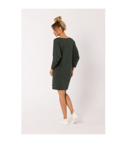 M732 Tunic dress with stripes at the bottom - military green