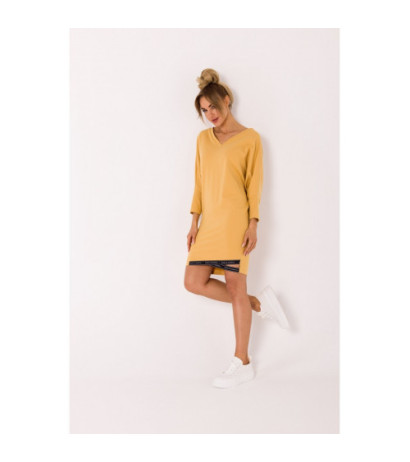 M732 Tunic dress with stripes at the bottom - honey