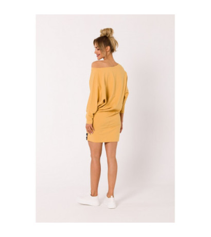 M732 Tunic dress with stripes at the bottom - honey