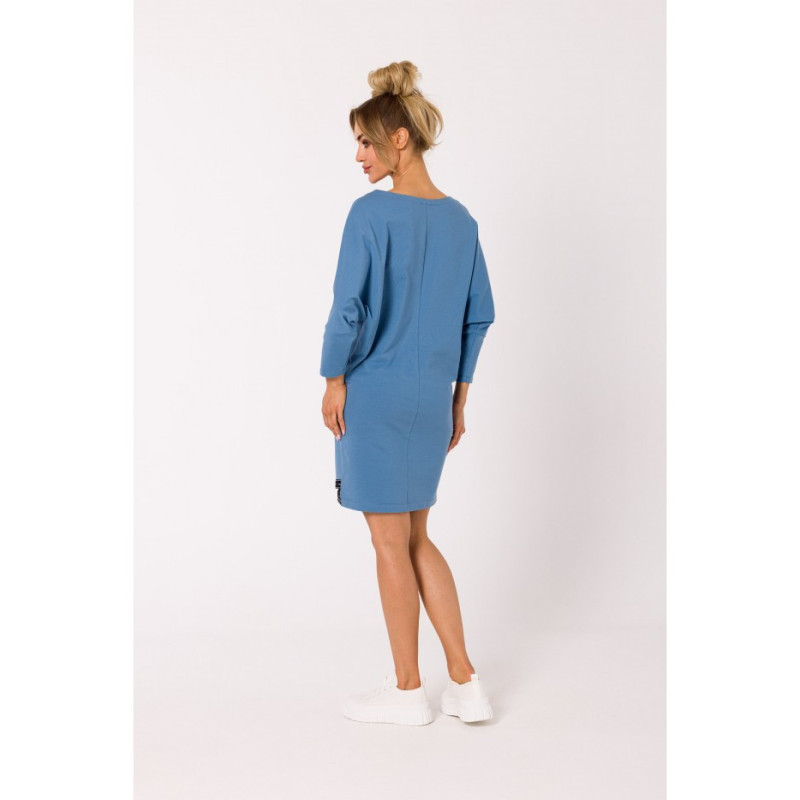 M732 Tunic dress with stripes at the bottom - blue