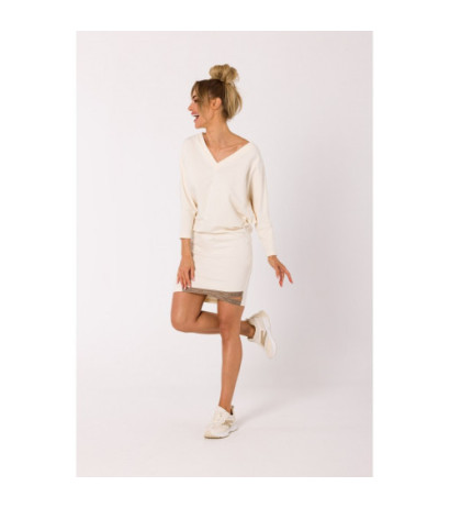 M732 Tunic dress with stripes at the bottom - cream