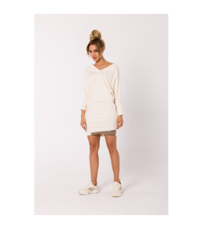 M732 Tunic dress with stripes at the bottom - cream