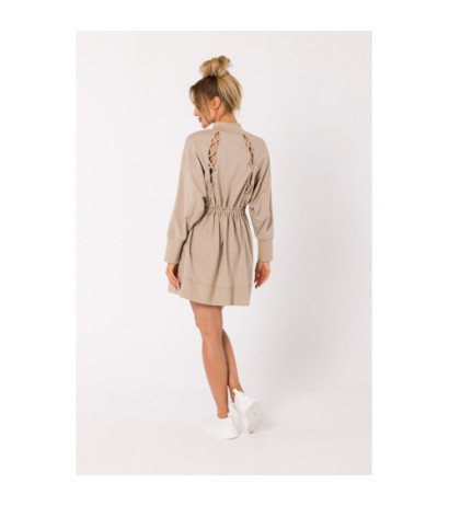 M733 Zipper dress with cutouts on back - beige