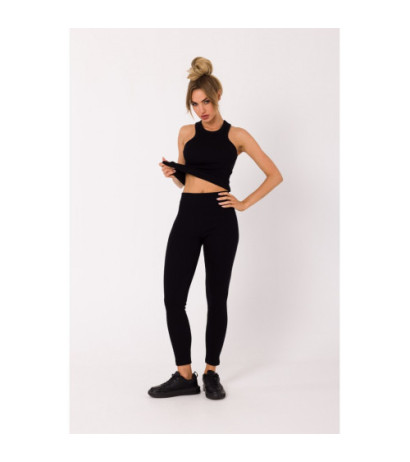 M734 Ribbed knit leggings - black