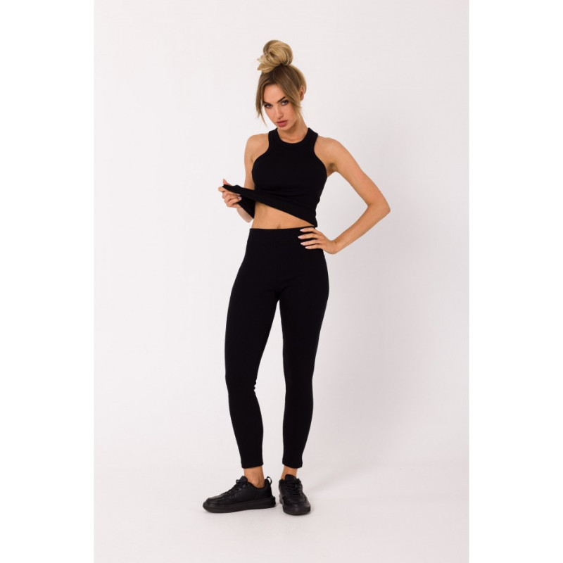 M734 Ribbed knit leggings - black