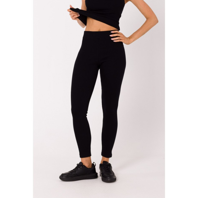 M734 Ribbed knit leggings - black