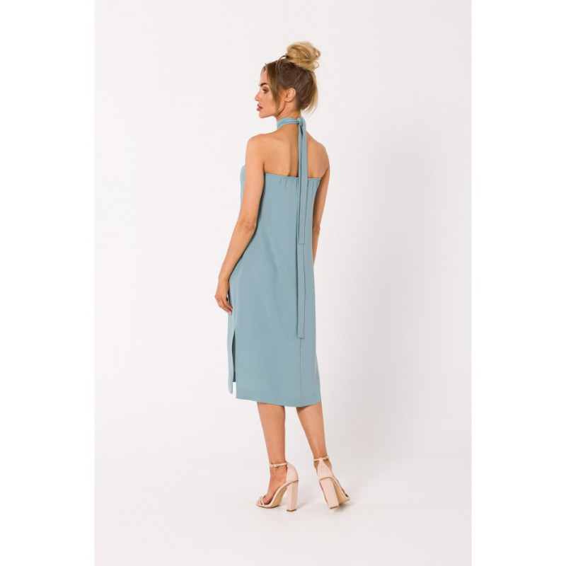 M736 Dress with neck tie - agave