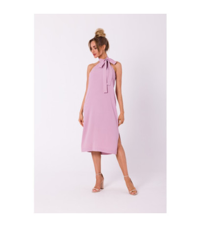 M736 Dress with neck tie - dirty pink