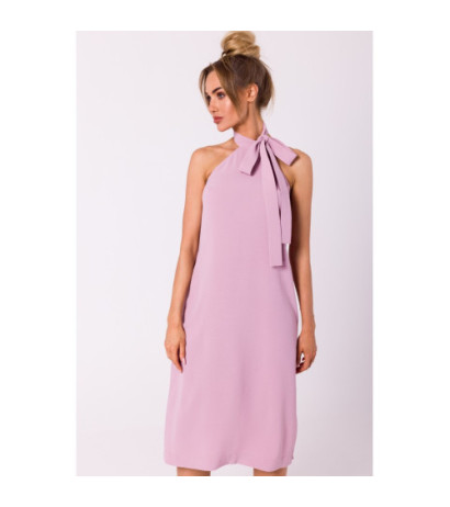 M736 Dress with neck tie - dirty pink