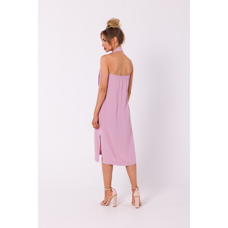 M736 Dress with neck tie - dirty pink