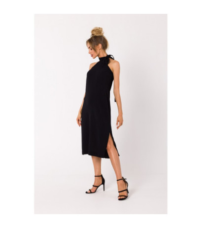 M736 Dress with neck tie - black